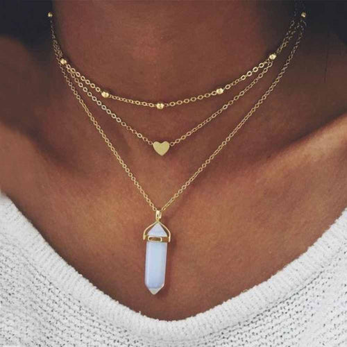 Opal Pink Stone Necklace